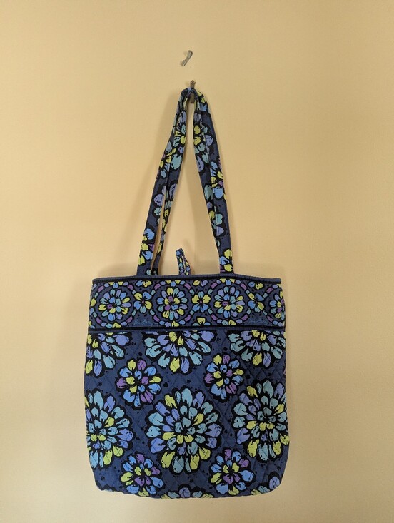 Vera Bradley Handbags - Vera Bradley (RETIRED PATTERN) Indigo Pop Blue Flower Tote Bag - RARE